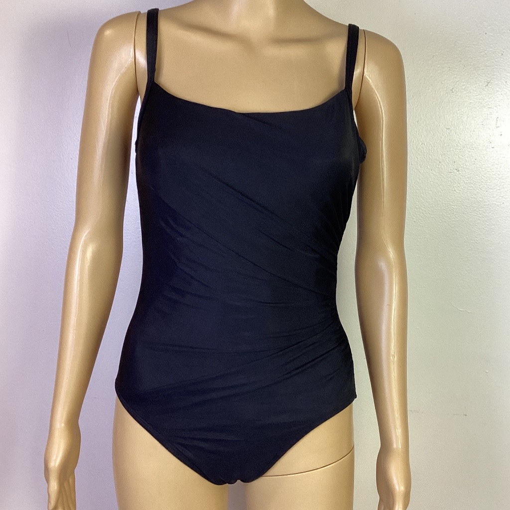 Miraclesuit Solid Black Starr One Piece Swimsuit Sz 8